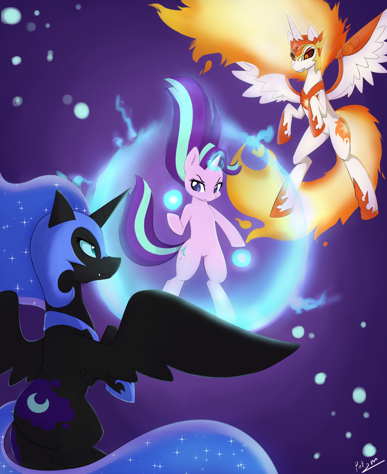 This would be the most epic battle of all time. - My little pony, MLP Season 7, Nightmare moon, Starlight Glimmer, Daybreaker