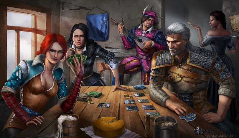 Witcher - Witcher, Gwent, Triss Merigold, Yennefer, Ciri, Buttercup, Art, Nikita Volobuev