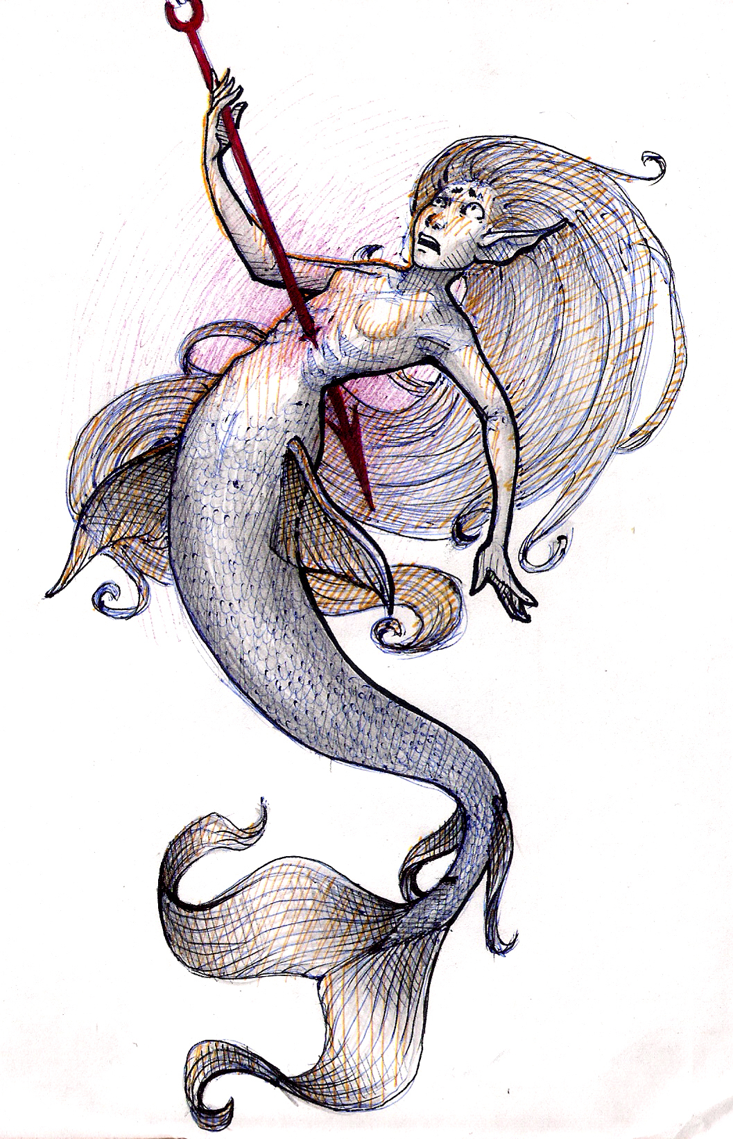 A few more May mermaids) - My, Art, Pencil drawing, Pen drawing, Creation, Mermaid, Longpost, Mermay