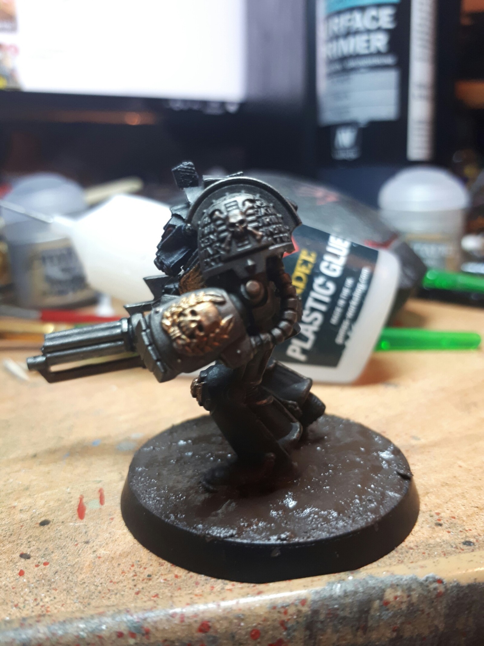 Он - наш щит и наш защитник! - Моё, Death Watch, Adeptus Astartes, Kill Team, Warhammer 40k, Wh miniatures, Миниатюра, Crimson Fists, Длиннопост