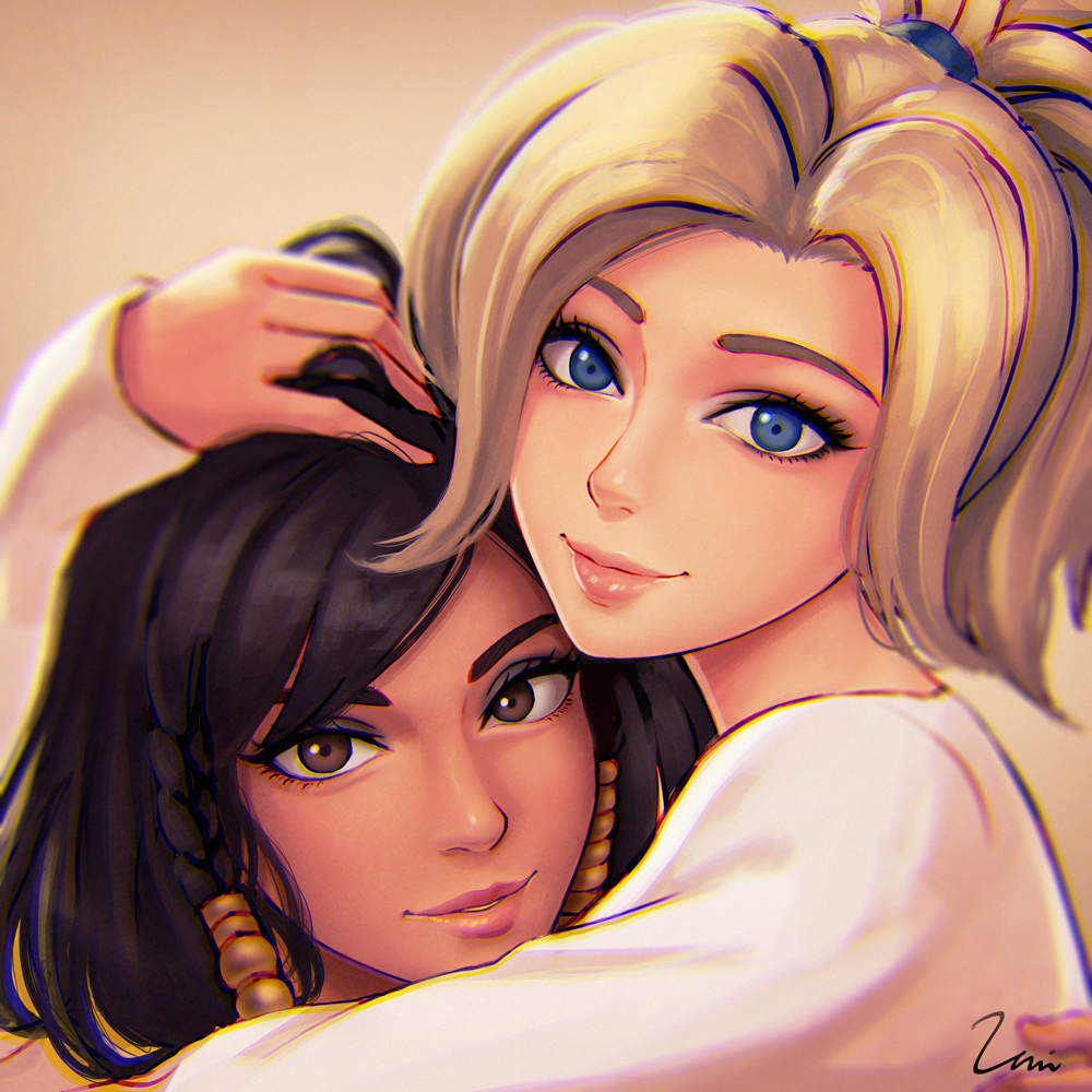 Pharah & Mercy - Overwatch, Pharah, Mercy, Game Art, Шиппинг, Компьютерные игры, Онлайн-Игры, Blizzard