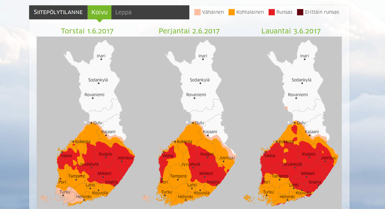 Finnish service for allergy sufferers. - Finland, Pollen, Allergy, Cards