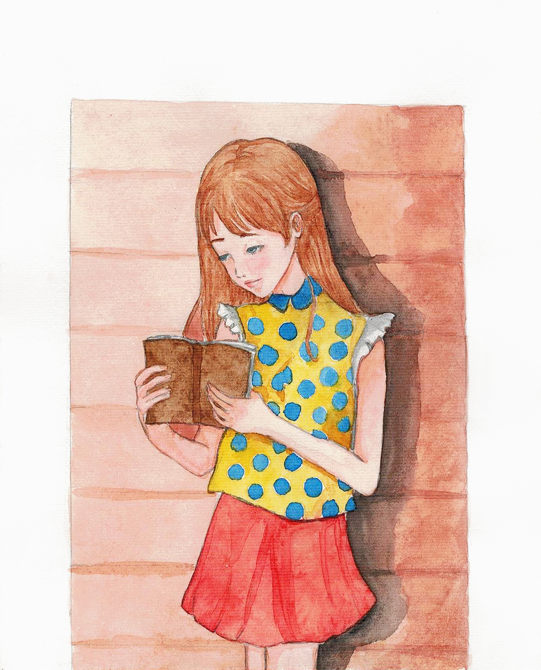 Reading - Моё, Anime Art, Artgirl, DeviantArt, Арт, Рисование, Акварель