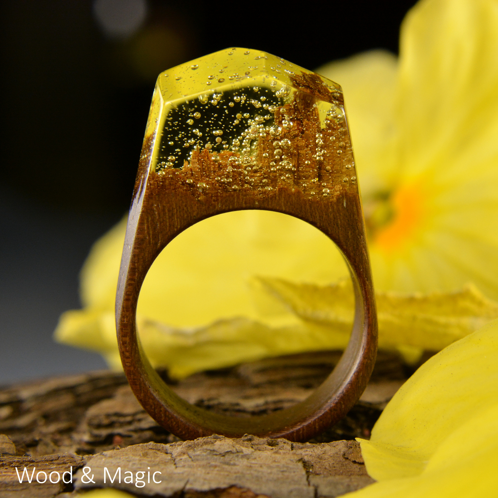 Wood and Epoxy Rings + Creative Photos (Part 3) - My, Handmade, Ring made of wood, Epoxy resin jewelry, Longpost