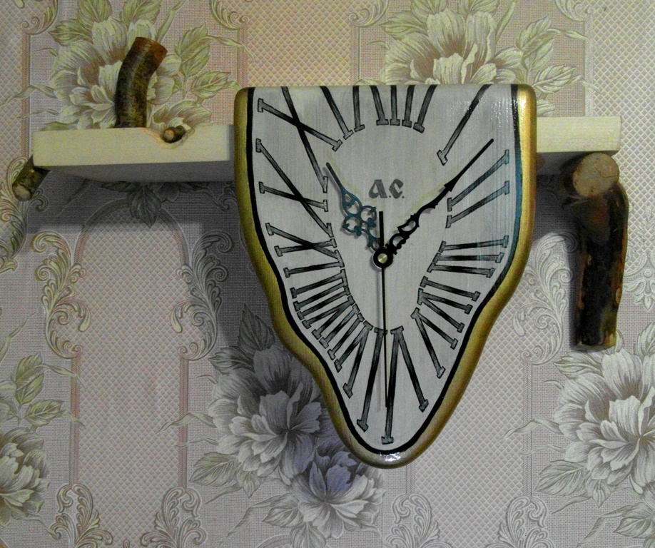 Made a clock in the style of Salvador Dali. - My, Clock, Do it yourself, With your own hands, Handmade, Tree, My, Longpost, Creation