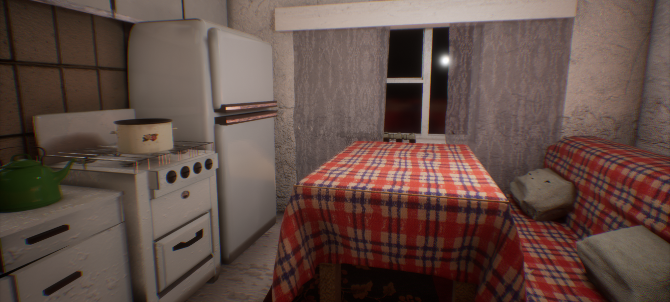 USSR style kitchen - My, Unreal Engine 4, the USSR, Kitchen, 3D, Blender, Lamp character, 3D modeling, Render, Longpost