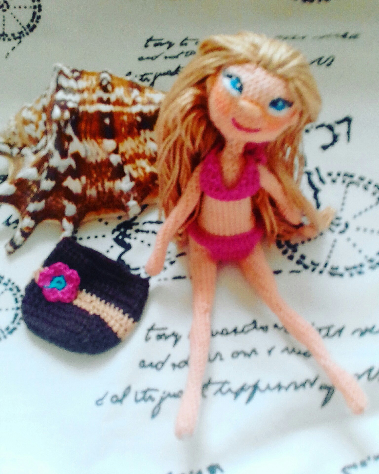 New doll. I apologize in advance for the quality of the photo, I took it with my phone. - My, Doll, Crochet, Amigurumi, With your own hands, , Longpost