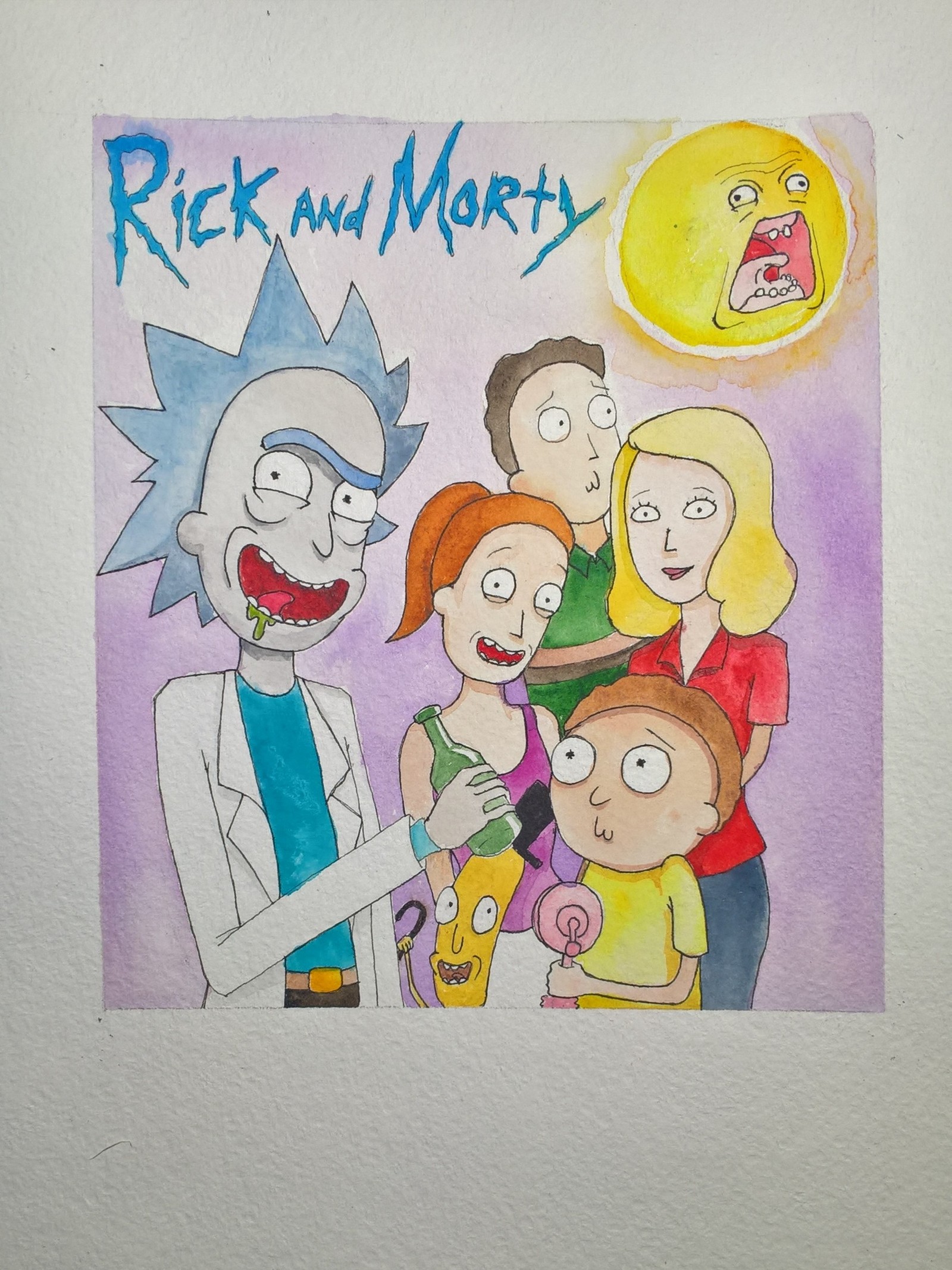 Evening daub - My, Rick and Morty, Watercolor