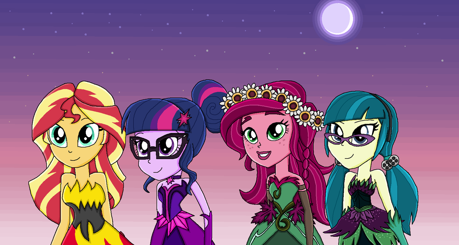 Демонессы - My Little Pony, Equestria Girls, Sunset Shimmer, Twilight sparkle, Gloriosa Daisy, Juniper Montage