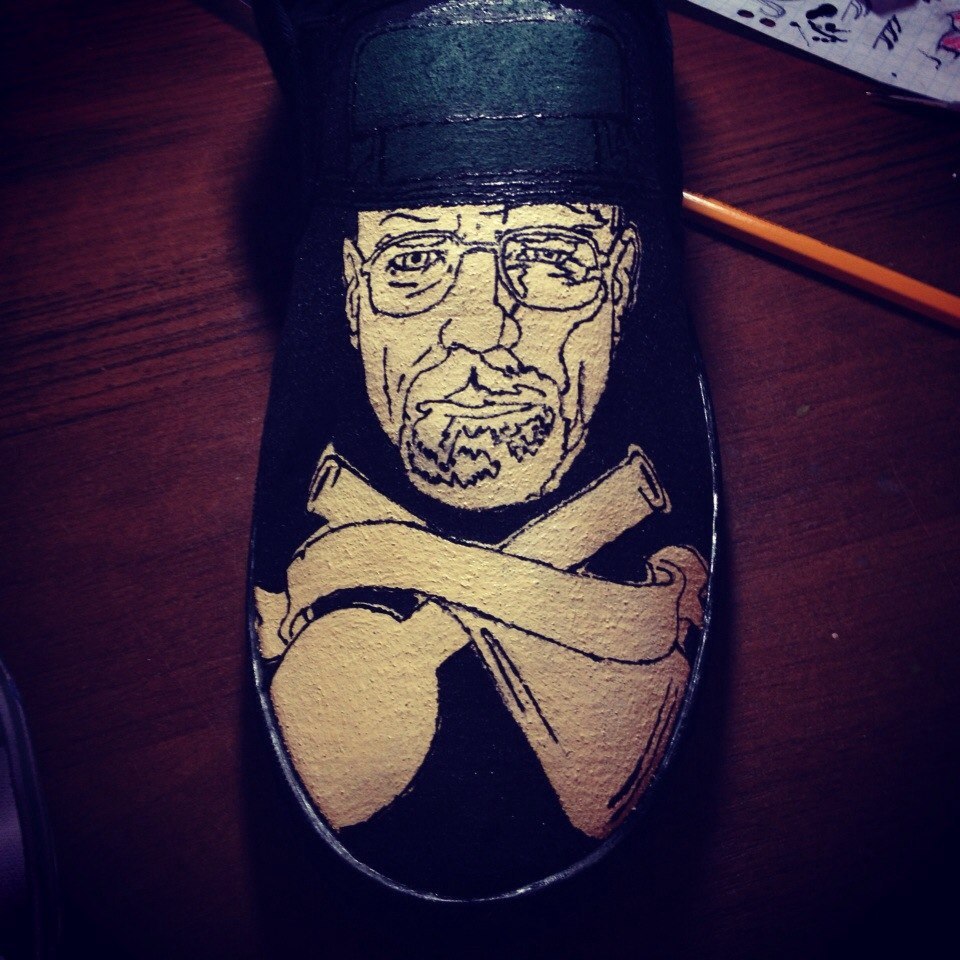 Master class on painting shoes. - My, Shoe painting, Painting on fabric, Breaking Bad, Handmade, Needlework with process, Master Class, With your own hands, Longpost