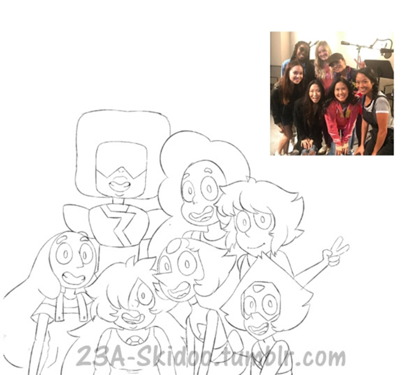 Voice actors and their characters. - Steven universe, Connie, Garnet, Amethyst, Pearl, , , Peridot