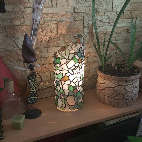 Sea glass stained glass windows - what they can be - My, Stained glass, Needlework without process, Rukozhop, Mosaic, Lamp, Handmade, , Craft, Longpost