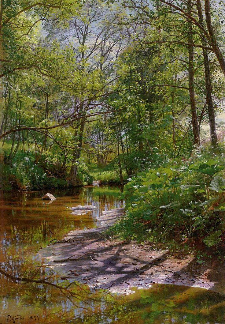 River landscape. - Landscape, Painting, Forest, River, Drawing, Art