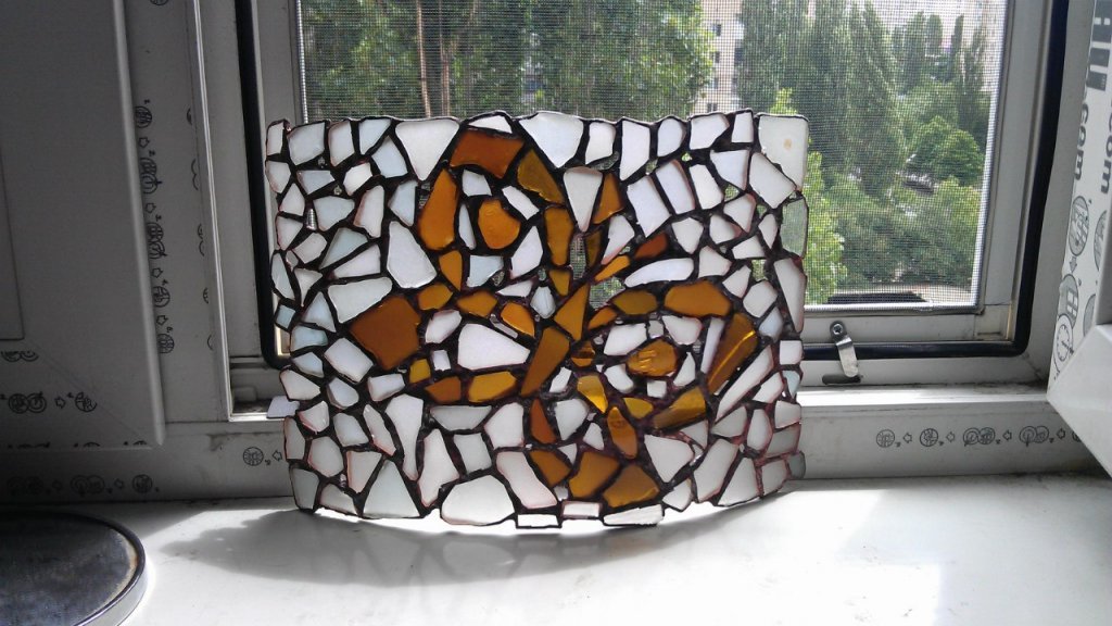 Sea glass stained glass windows - what they can be 2 - My, Needlework without process, Rukozhop, Stained glass, Lamp, Handmade, Sea glass, With your own hands, Longpost