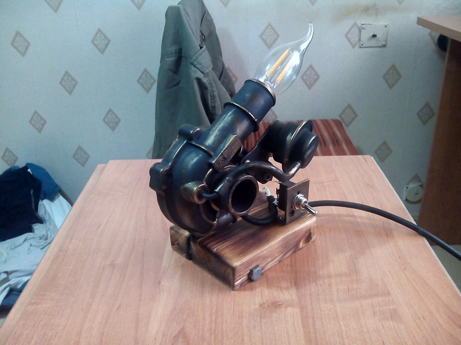 Turbine lamp - My, Handmade, With your own hands, Desk lamp, Steampunk