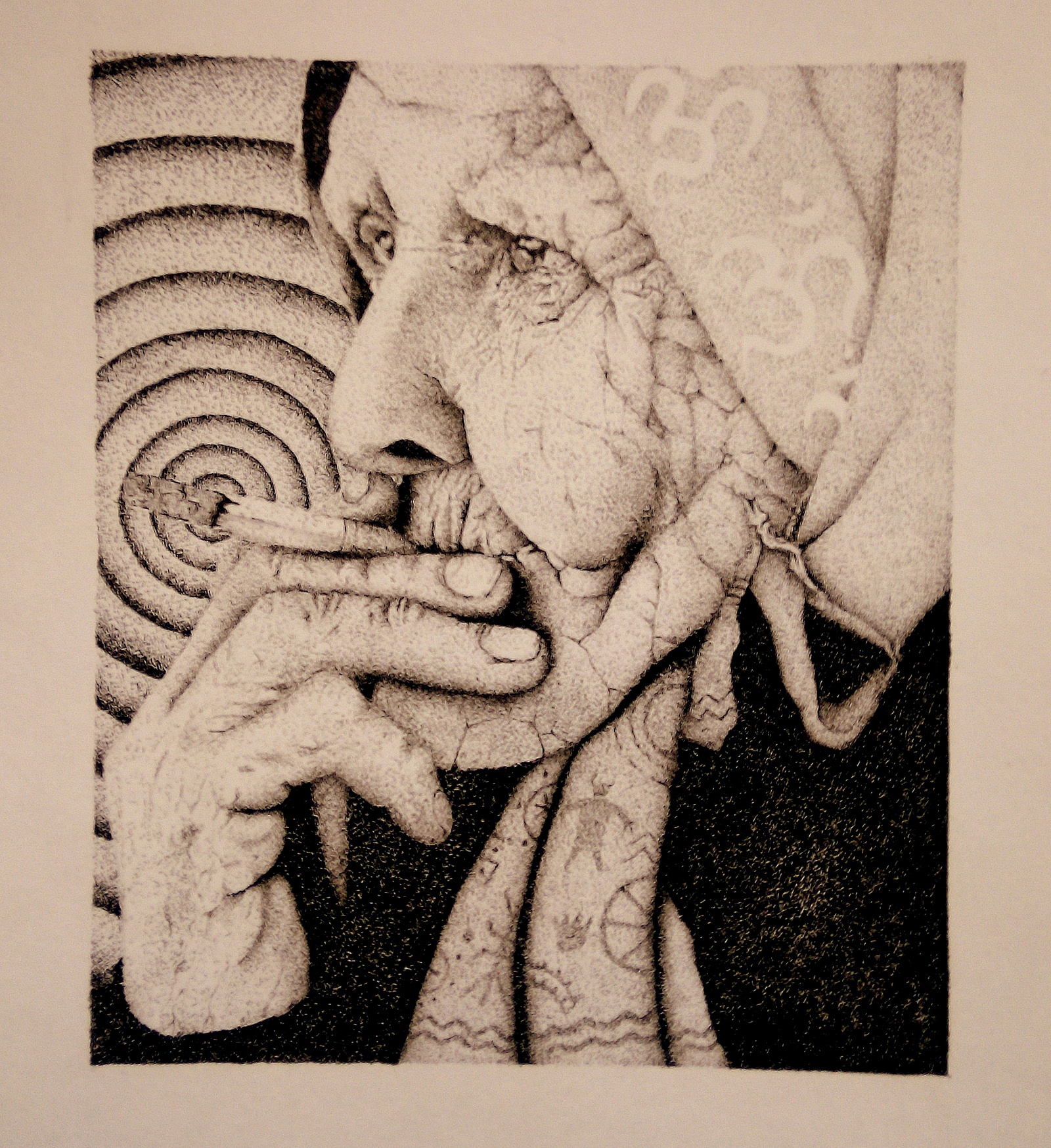 Calm Dotwork (pointel) - My, Old woman, Liner, Dotwork, Creation, My, Graphics