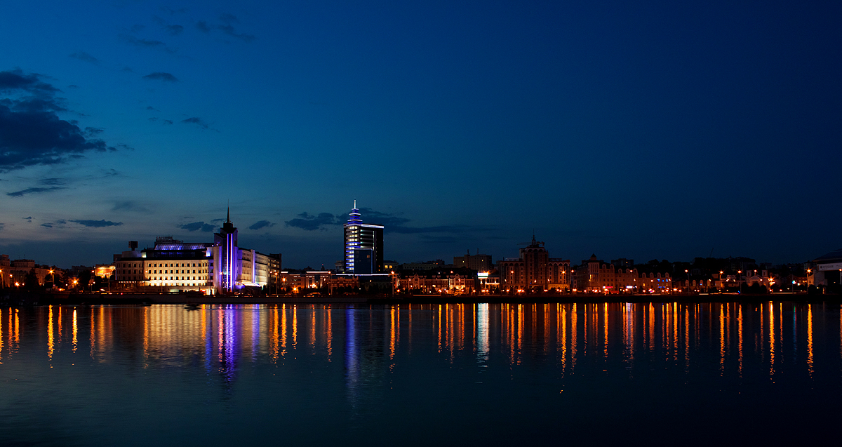 Reflections - My, The photo, Reflection, Night, Town, Kazan