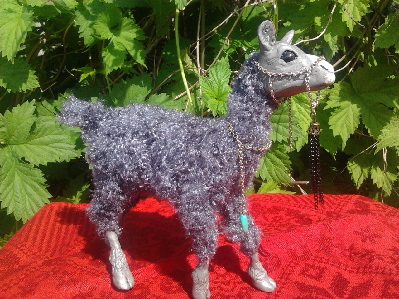 Lama.. Just a lama. - My, Polymer clay, Fur, Animals, Author's toy, Mixed media, , Longpost