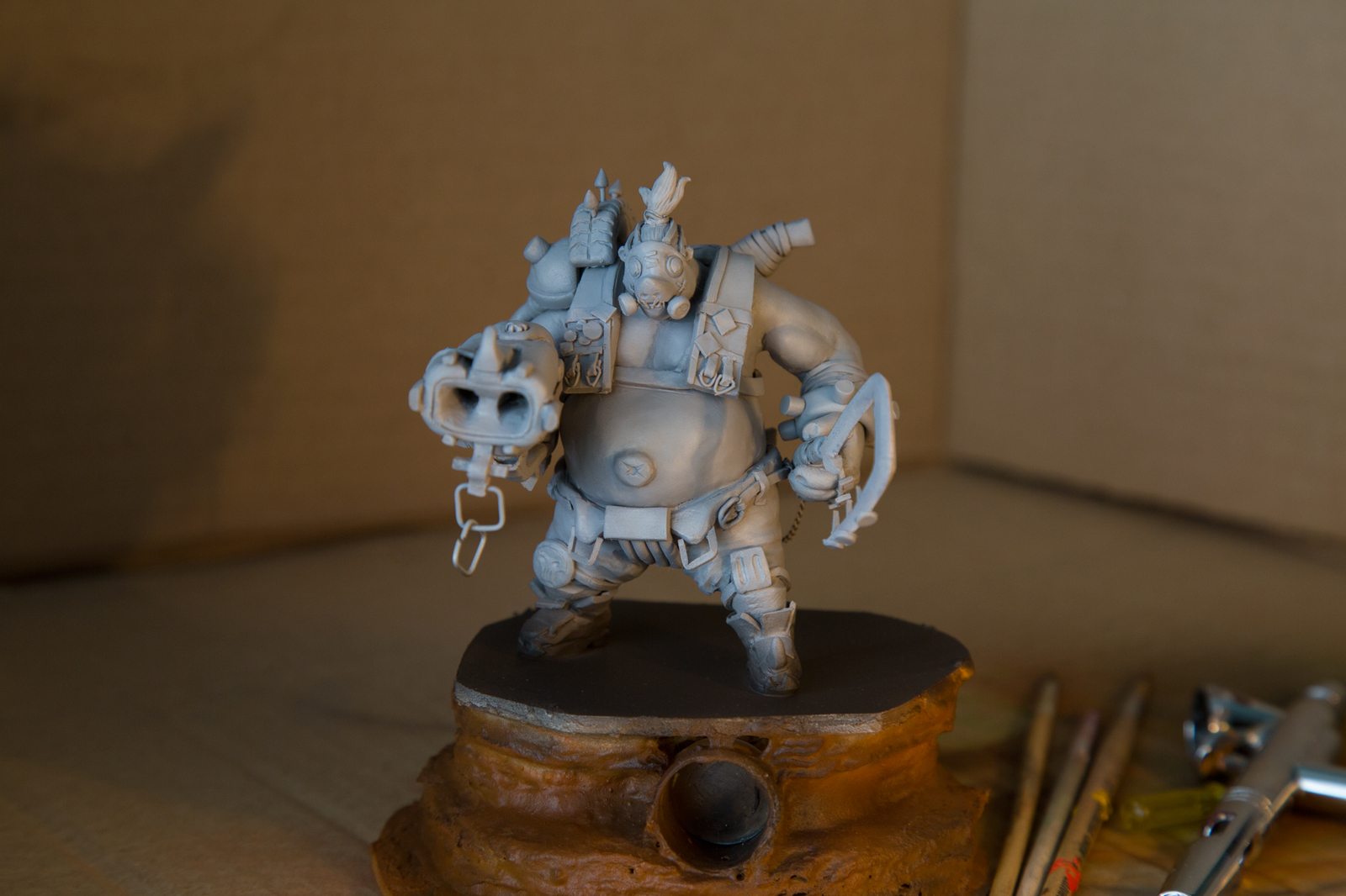 Roadhog from polymer clay - My, , Overwatch, Roadhog, Handmade, Polymer clay, Handmade, Blizzard, Longpost