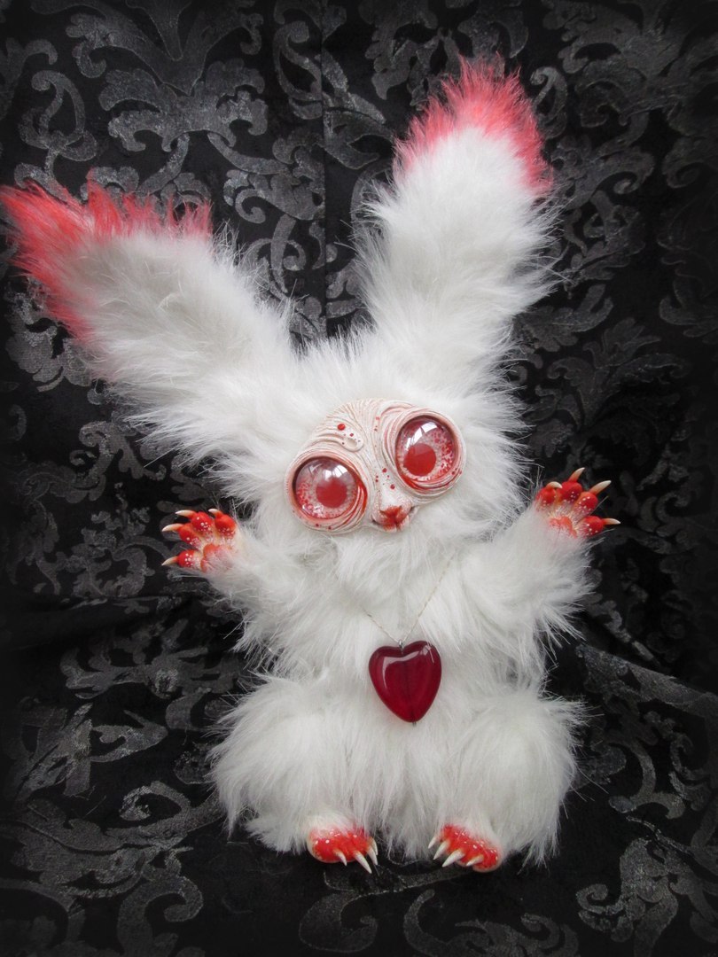 Albino mischievous bunny - My, Author's toy, Scarecrow, Albino, Rabbit, Longpost