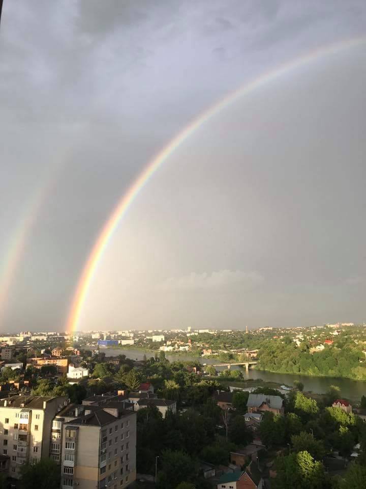 After a thunderstorm.. Double rainbow :) - The photo, Thunderstorm, Rainbow, , Longpost, Tag