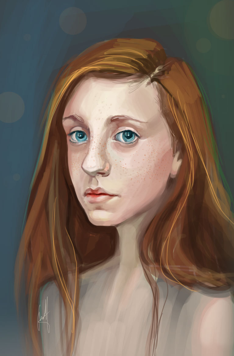 Ryzhik - My, Redhead girl, Portrait, Computer graphics, Sketch, Redheads