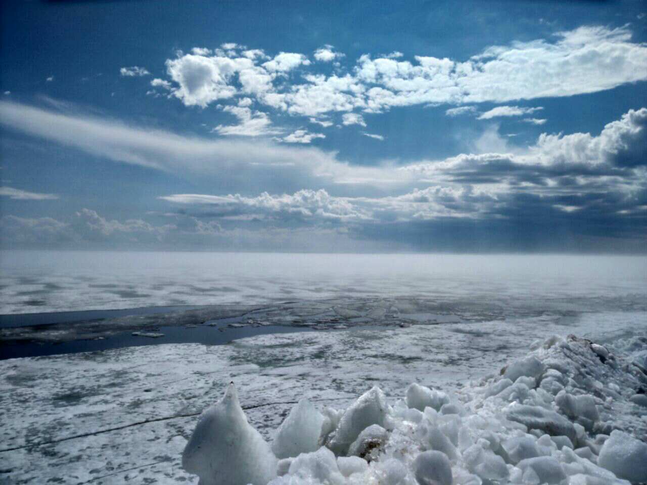 Spring in the North - My, North, Glacier, Gulf of Ob, Nature, beauty of nature, Sky, The sun, Longpost