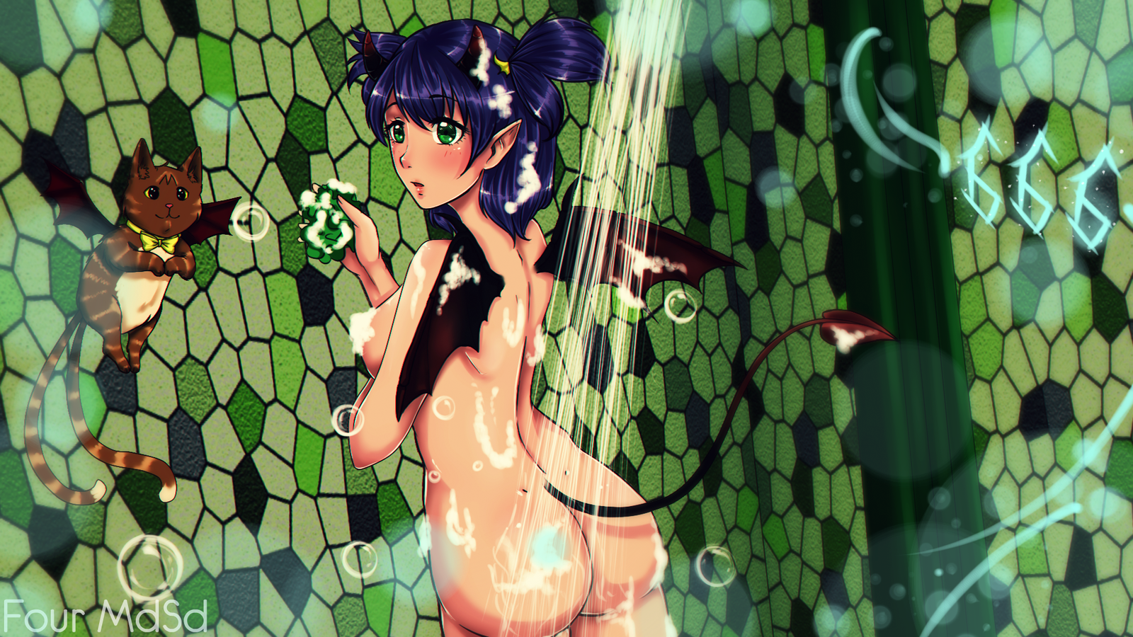 Succubus Helen by FourMdSd - NSFW, Endless summer, Visual novel, Lena, Succubus, Art, Four MdSd