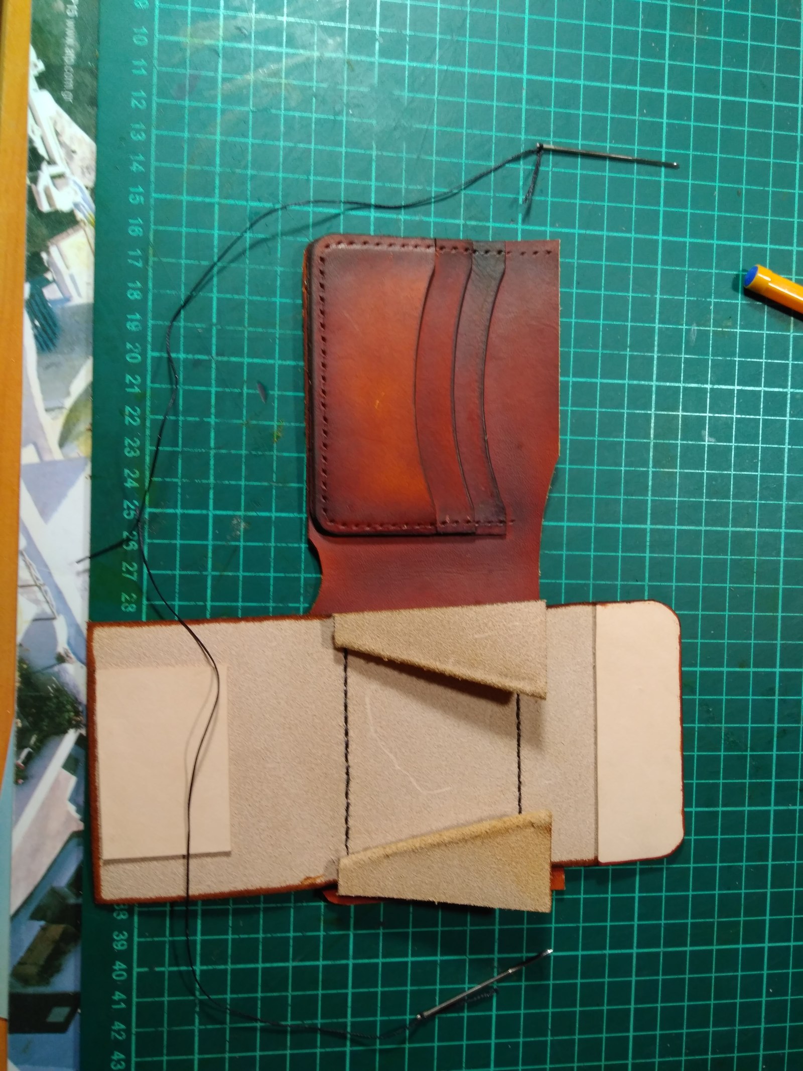 Pair of leather wallets - My, Leather, Wallet, Needlework with process, Friday, Longpost