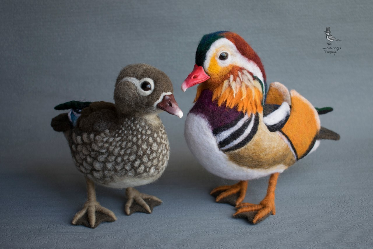 Royal wool ducks - My, Dry felting, Felting, Handmade, My, Sculpture, Wool, Creation, Longpost