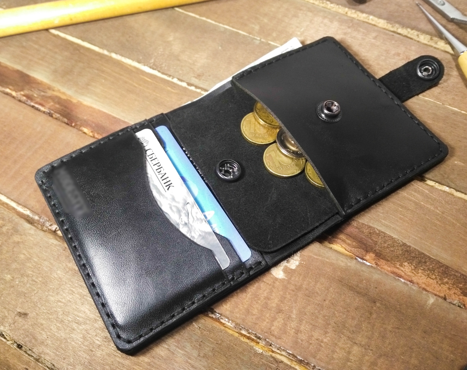 Wallet with male pattern - My, Leather products, Leather, Leather craft, Needlework without process, Longpost