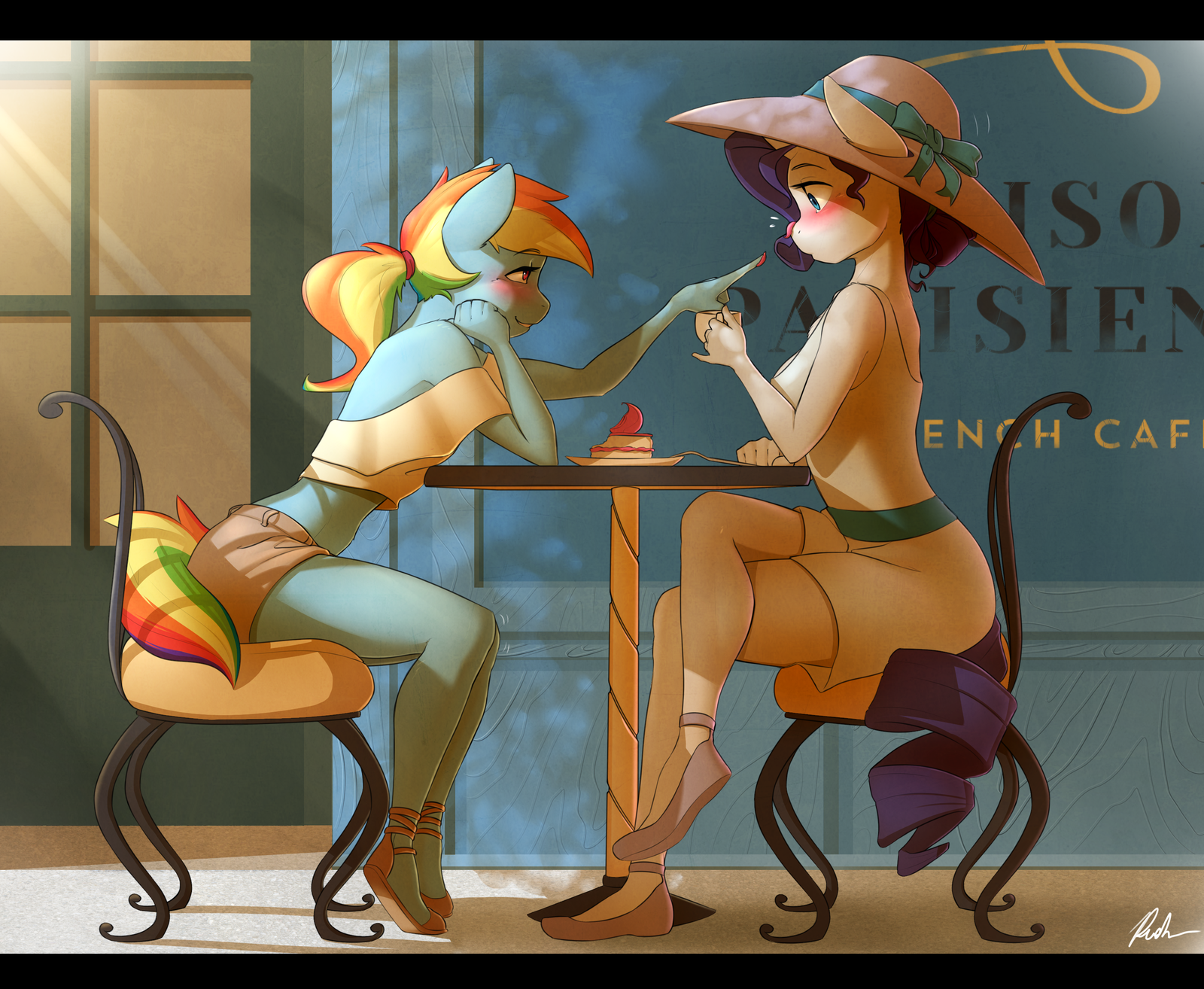 Raridash Cafe - My little pony, CaptainPudgeMuffin, Rarity, Rainbow dash, MLP Lesbian, Shipping, Anthro