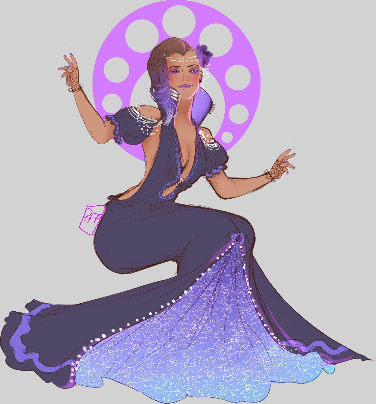 ladies in dress - Blizzard, Overwatch, Dva, Sombra, Widowmaker, Mercy, Alphonse Mucha, Longpost