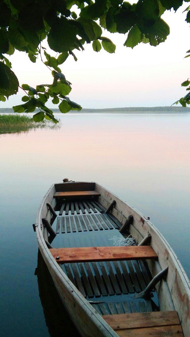 dawn - My, dawn, Nature, Lake, Republic of Belarus, A boat, My