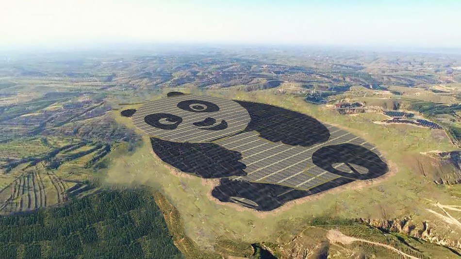 In China, built a solar power plant in the form of a HUGE SMILING Panda - China, Panda, Technologies