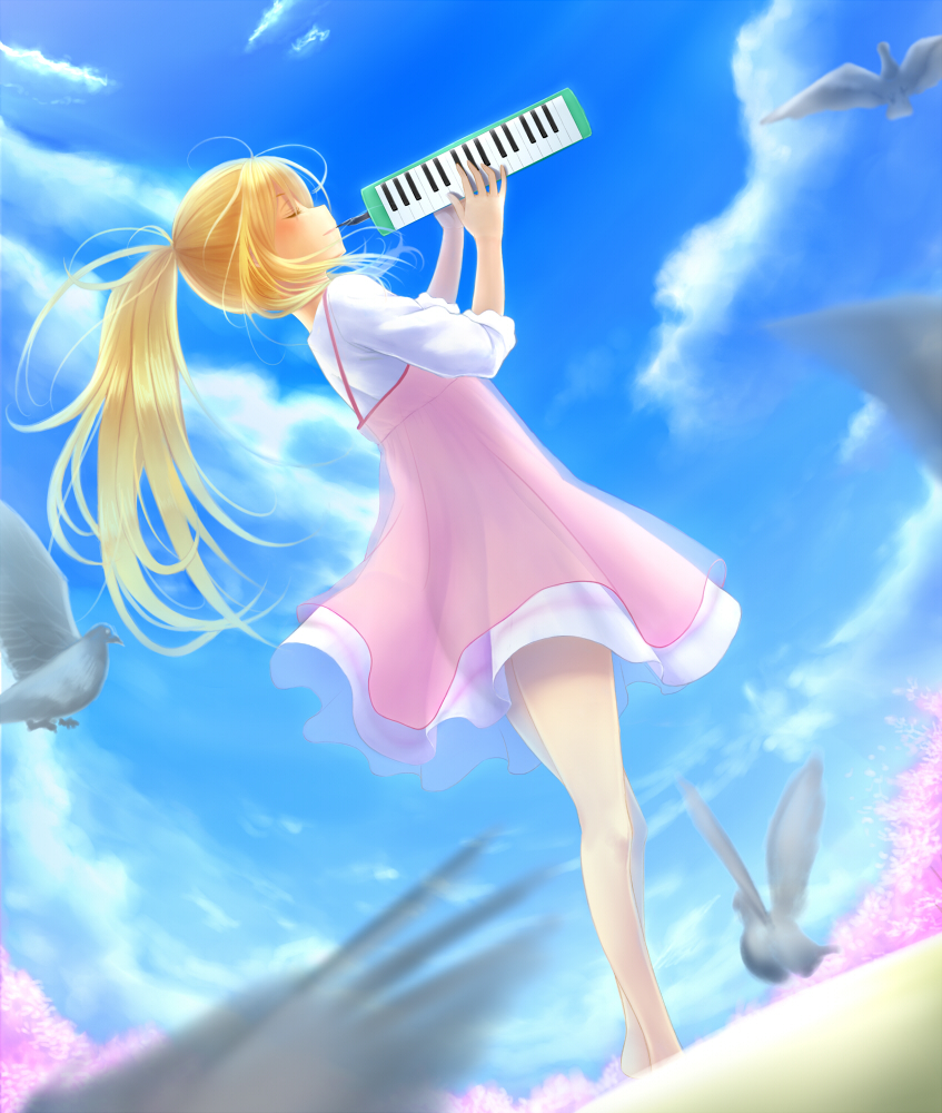 Shigatsu wa Kimi no Uso - Shigatsu wa Kimi no Uso, Anime Art, Аниме, Miyazono kaori, Arima Kousei, Pixiv, Длиннопост, Подборка