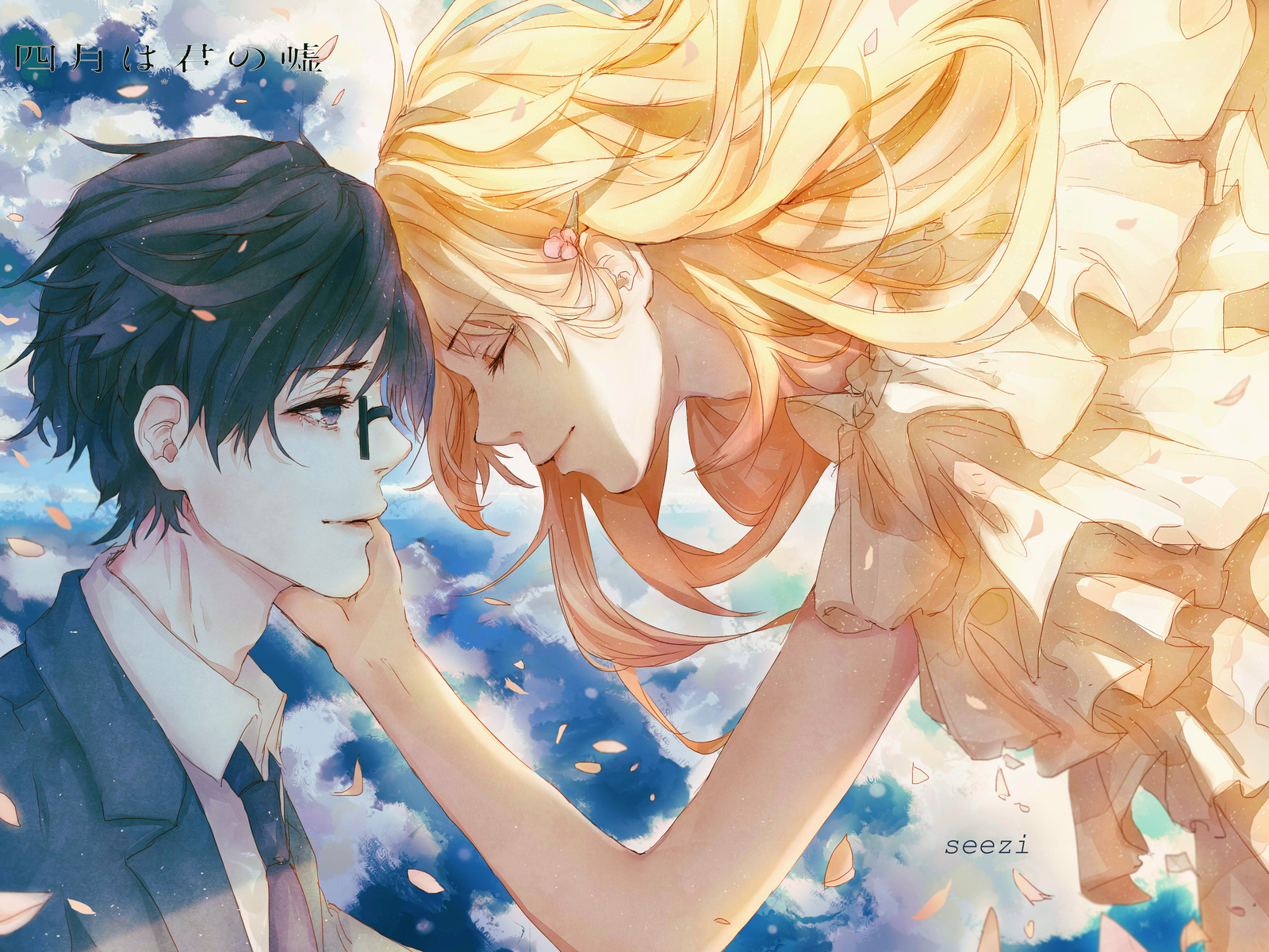 Shigatsu wa Kimi no Uso - Shigatsu wa Kimi no Uso, Anime Art, Аниме, Miyazono kaori, Arima Kousei, Pixiv, Длиннопост, Подборка