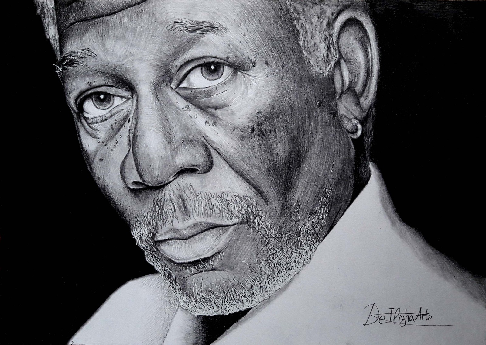 Another portrait of Morgan Freeman and timelapse - My, Morgan Freeman, Drawing, Portrait, Video