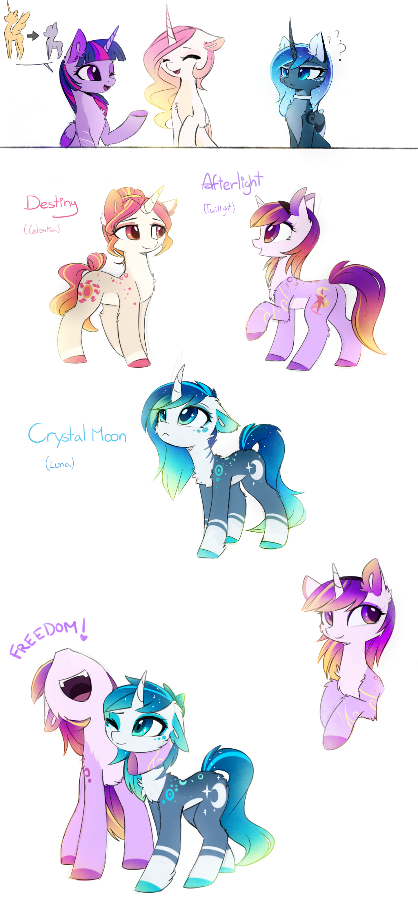 Alternative forms - My little pony, PonyArt, Princess celestia, Princess luna, Twilight sparkle, Destiny, , Afterlight, , Magnaluna