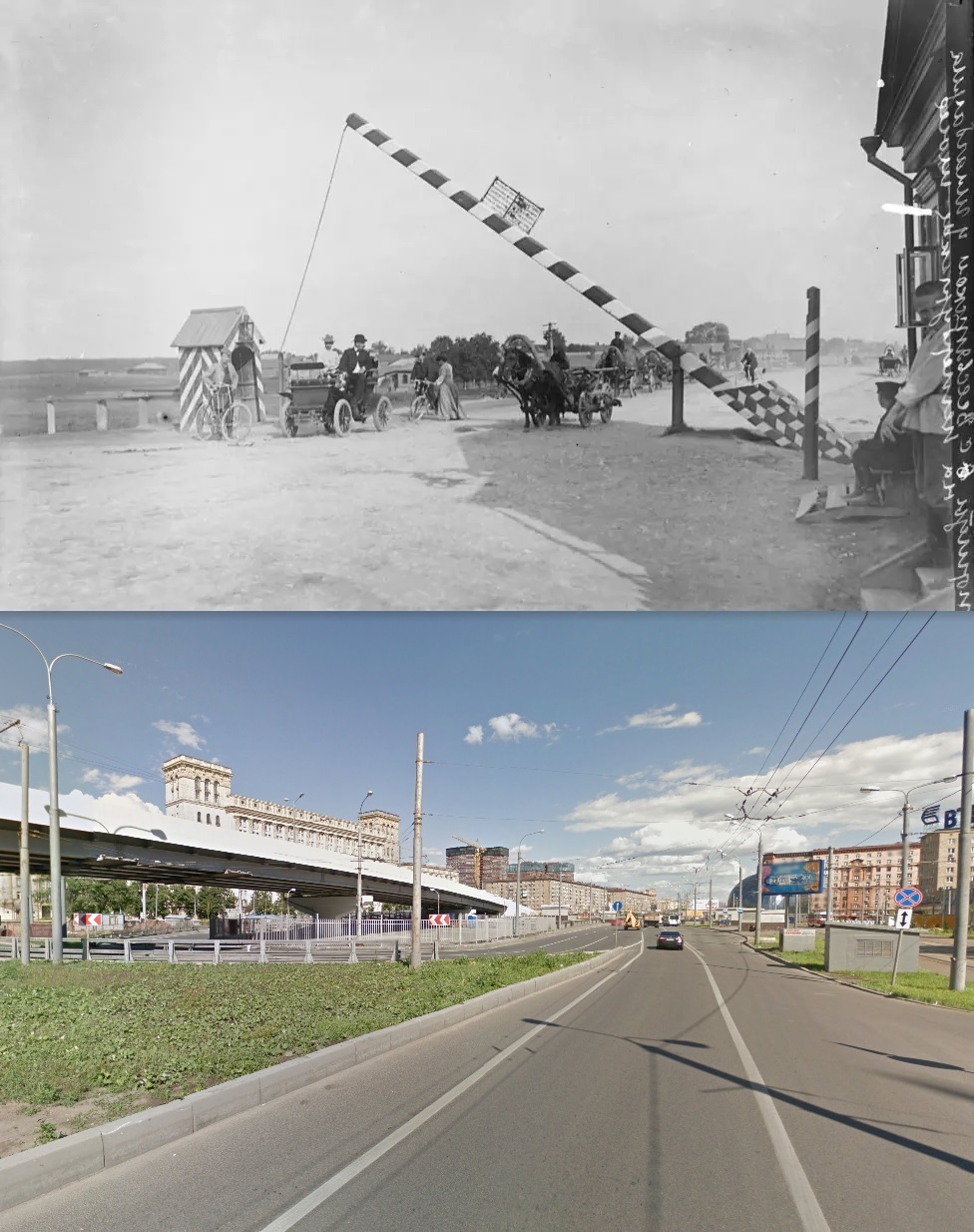 Leningradka 100 years ago and now - My, Moscow, Old photo, Pre-revolutionary Russia, Leningradka, Story, The photo, Comparison, Longpost, Российская империя