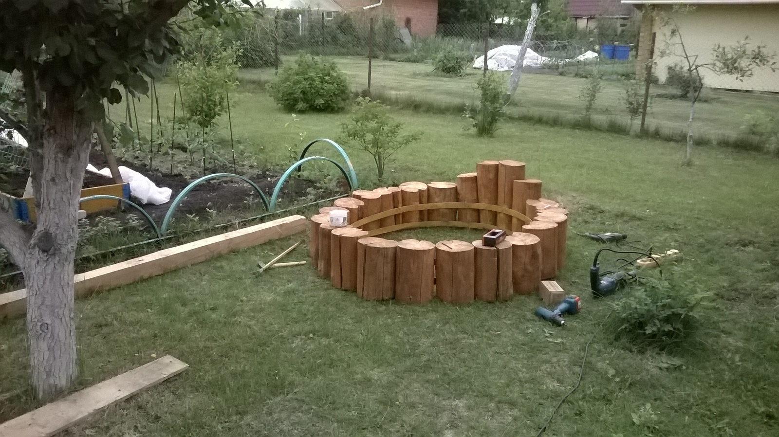 We made a sandbox for children-grandchildren with my father - My, Sandbox, Dacha, With your own hands, From improvised means, Longpost