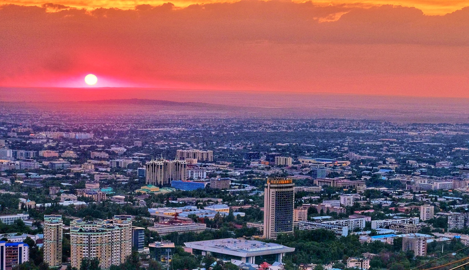 Sunset over the city - My, Sunset, Almaty