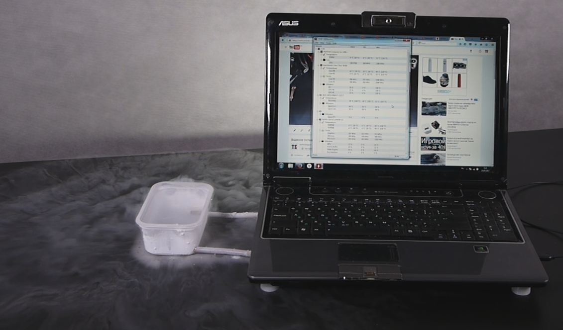 Cooling a laptop with liquid nitrogen - My, Technics, Overclocking, A liquid nitrogen, Notebook, Overclocking, Cooling, Longpost