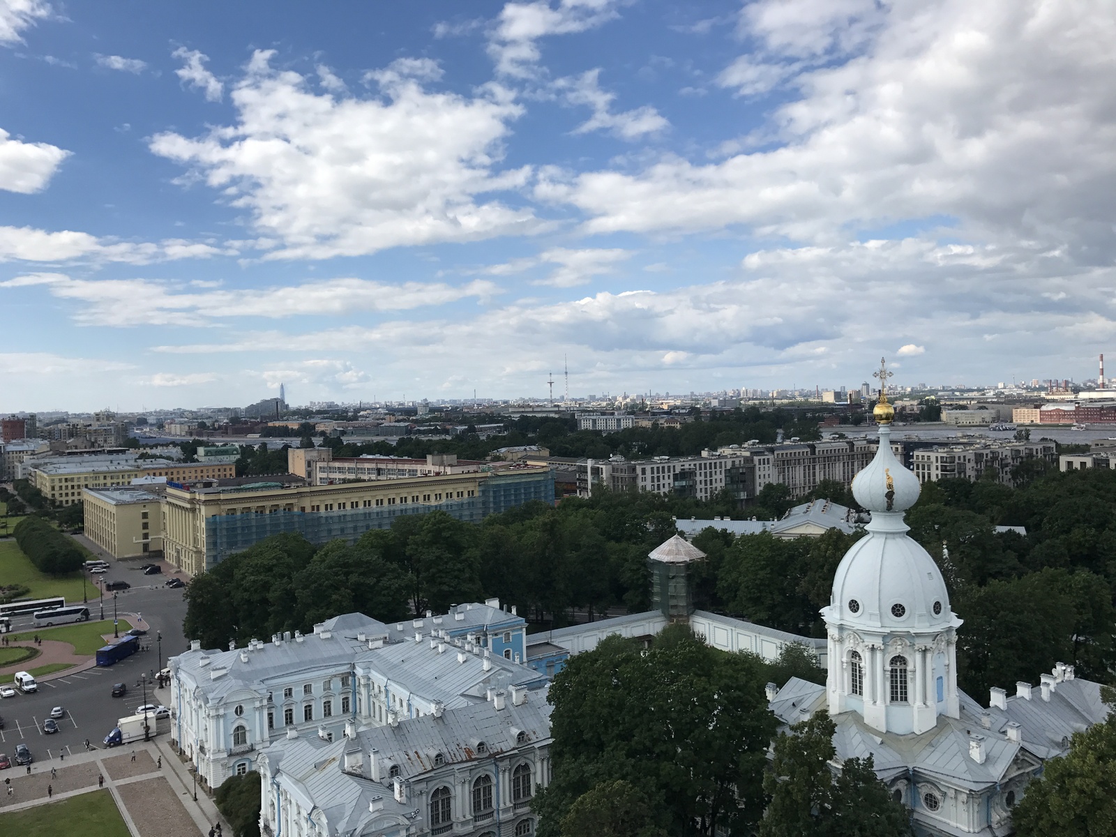 From the 50-meter height of the belfry of the Smolny Cathedral in St. Petersburg - My, Saint Petersburg, Smolny Cathedral, St. Petersburg walks, , Longpost, Panoramic shooting