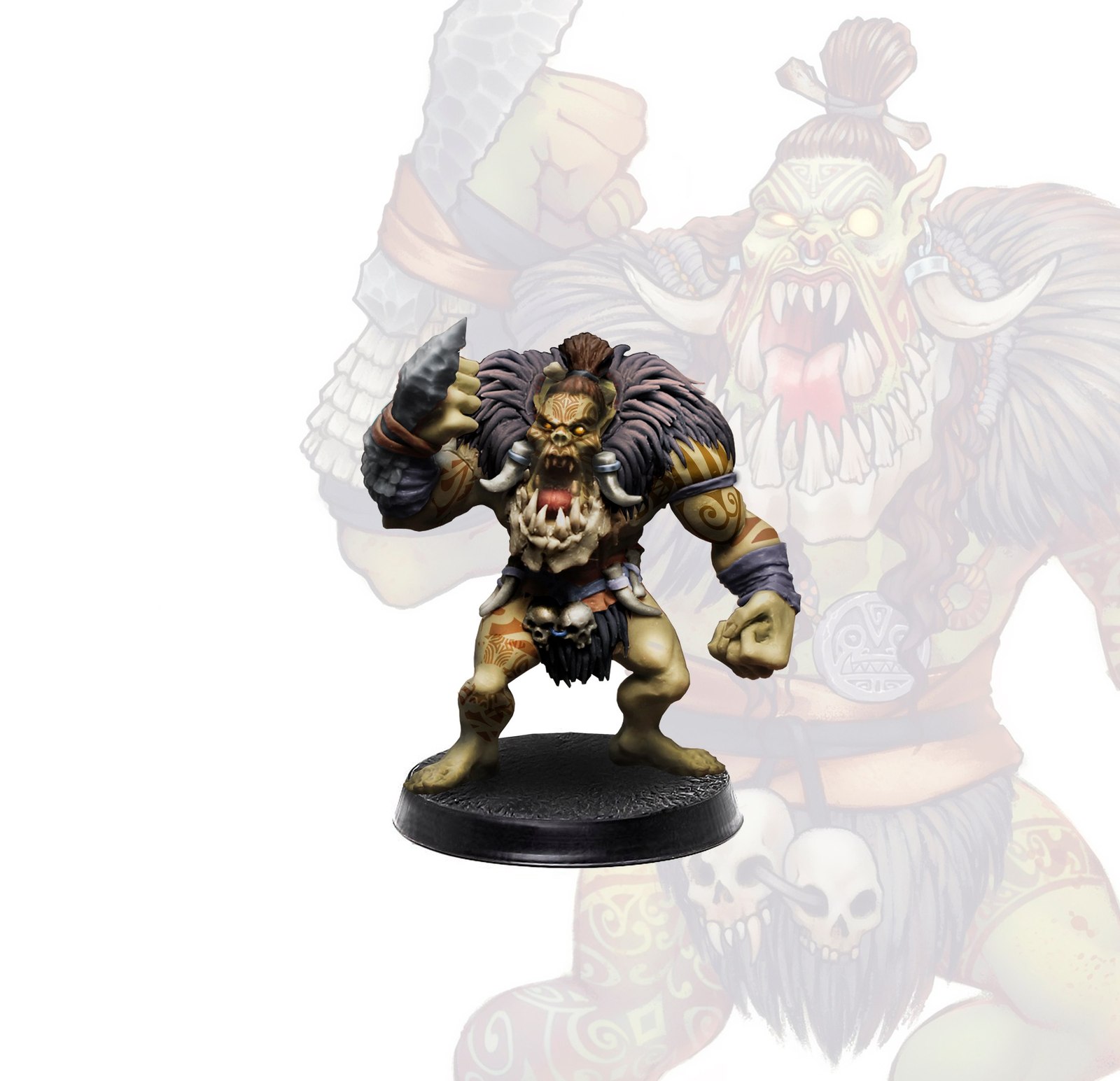 Miniature Black Maori Orc - My, Blood Bowl, Warhammer, Warhammer fantasy battles, Polymer clay, Wh miniatures, Miniature, Orcs, Hobby