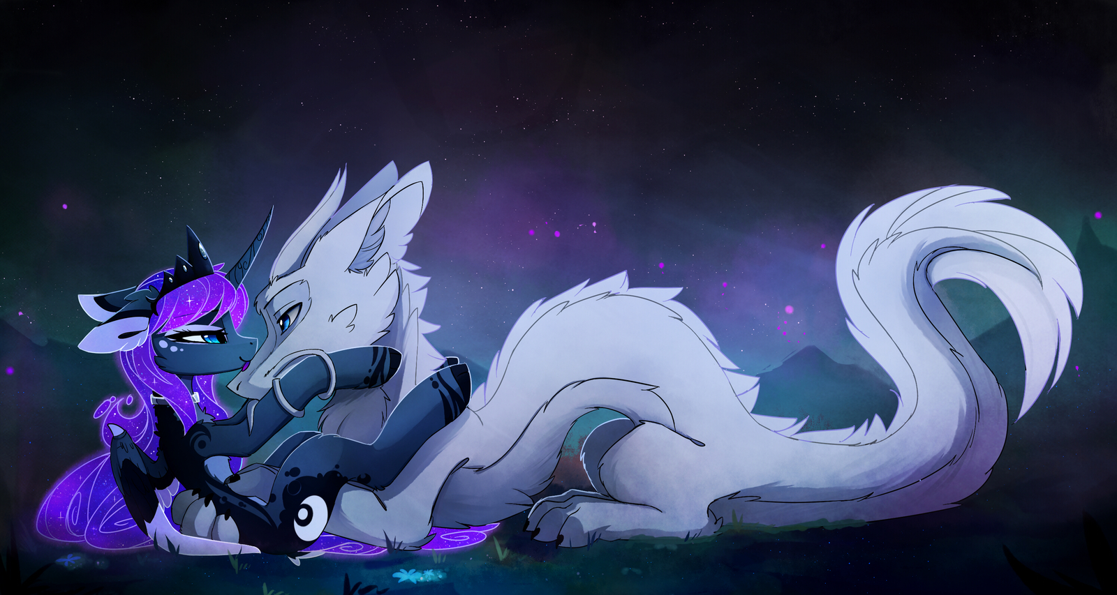 More snuggles - My little pony, PonyArt, Princess luna, Zefiroth, Shipping, Magnaluna