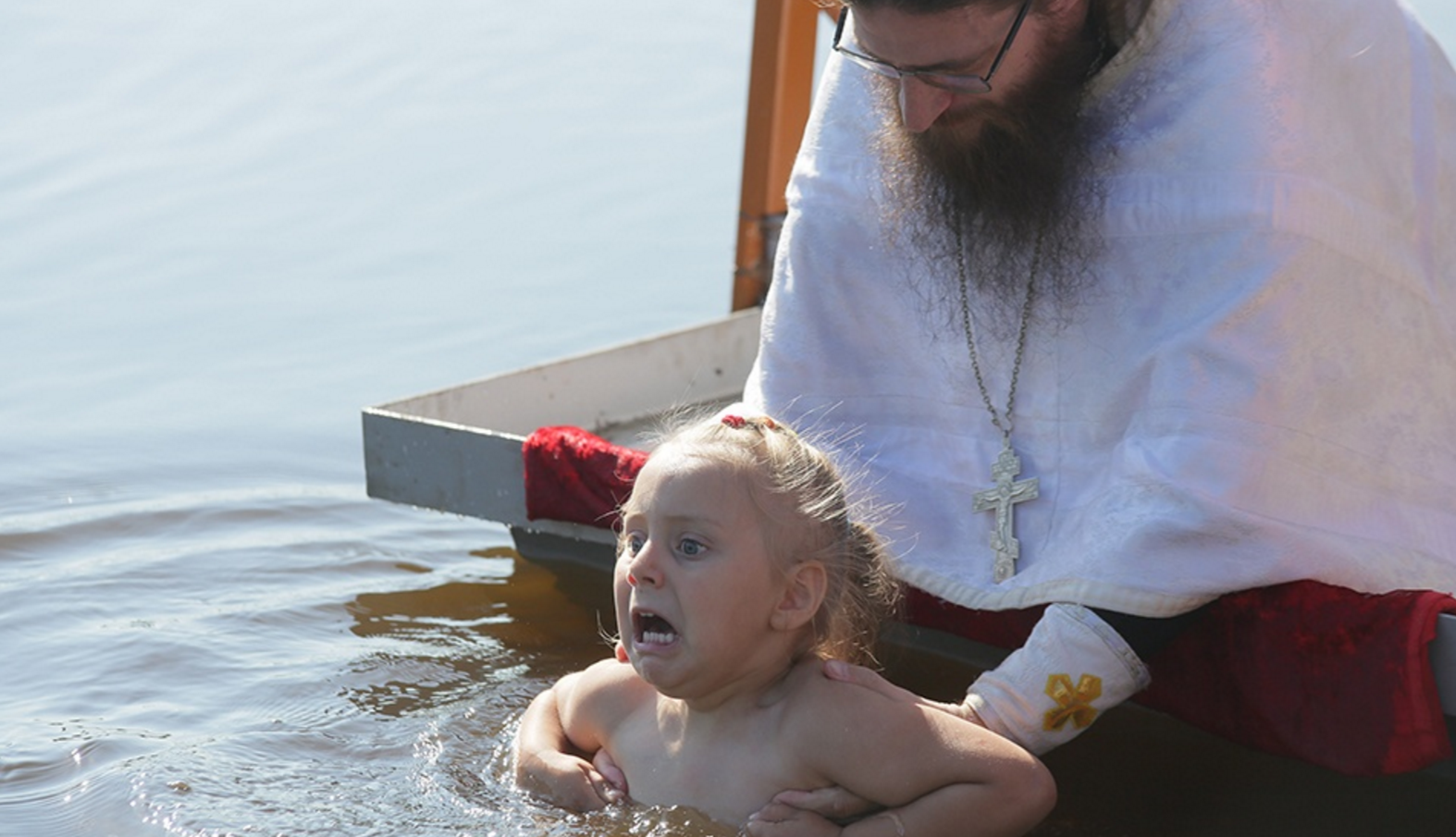 Little Christian rejoices at the rite of Baptism - Baptism, Orthodoxy, Chusovaya River, Children