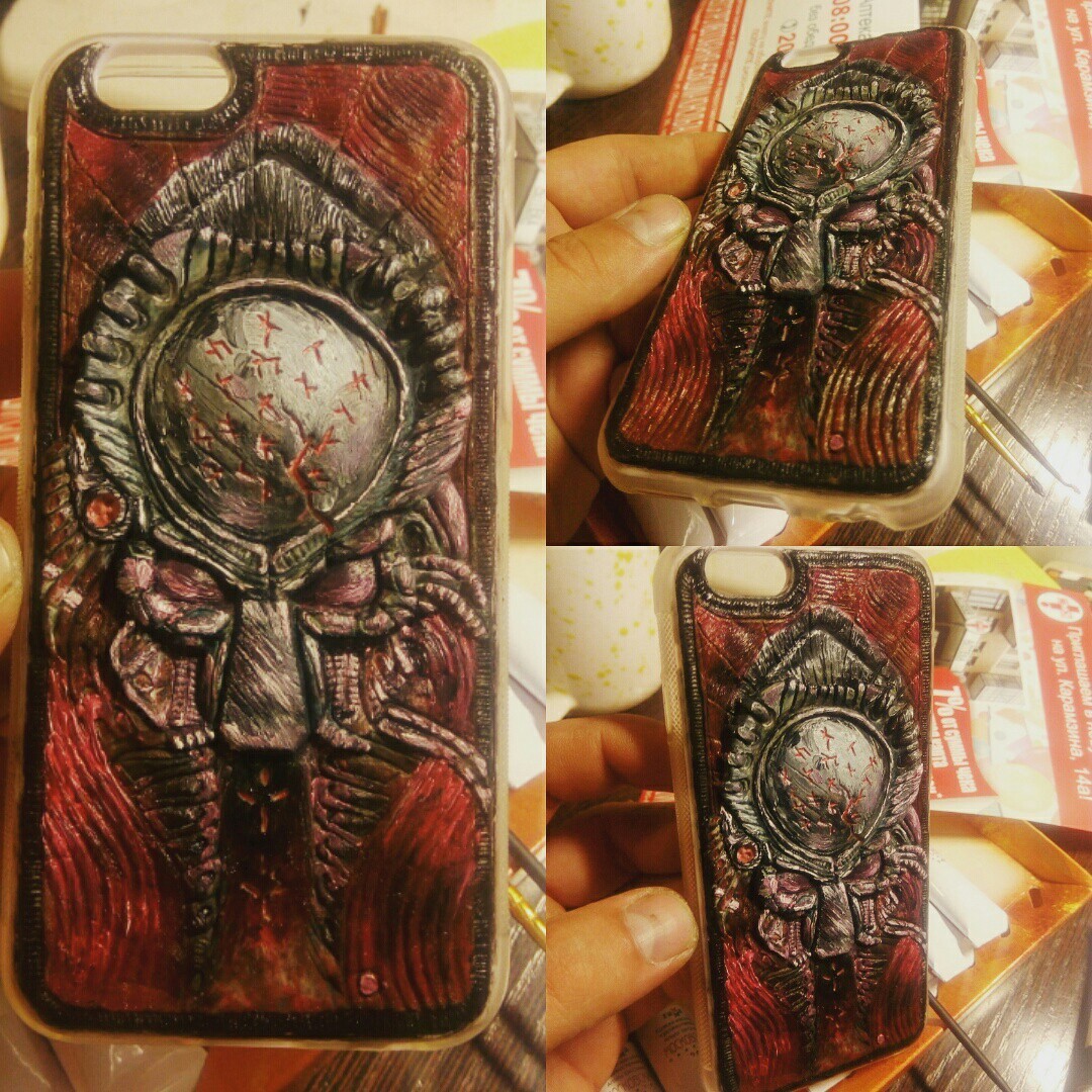 Predatory overlay - My, Case for phone, Polymer clay, IPhone case, With your own hands