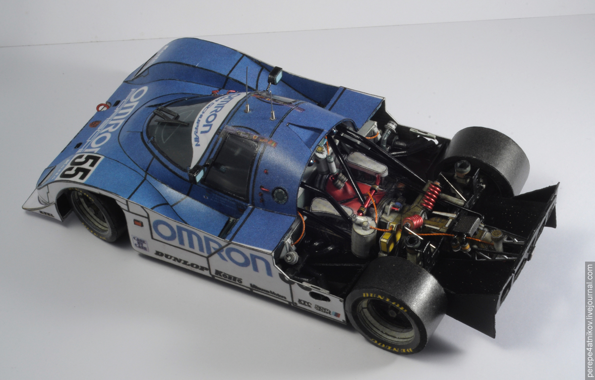 Porsche 962c 1:25, paper - My, Longpost, Porsche, Paper modeling, Papercraft