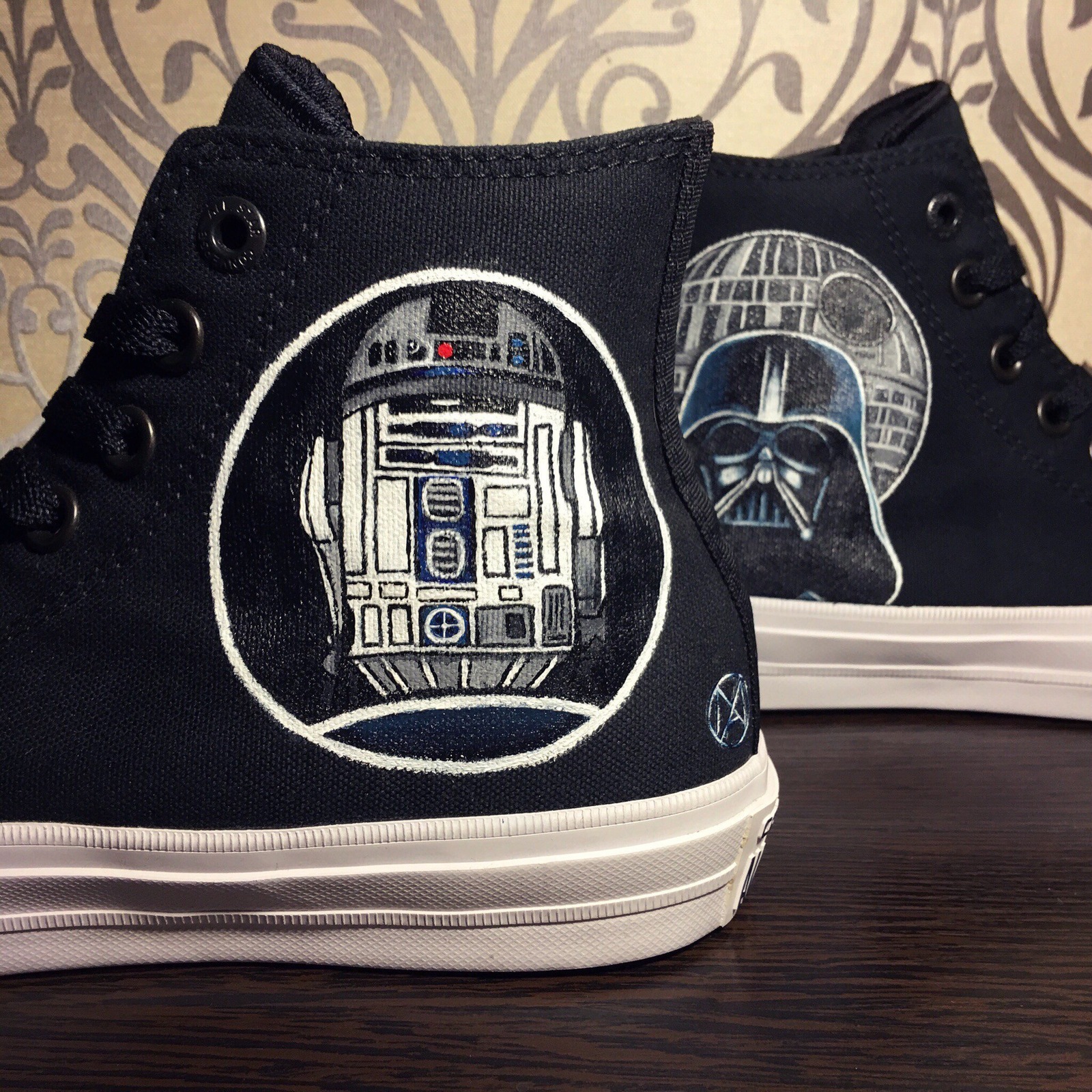 Painting sneakers Star Wars. - My, Star Wars, Shoe painting, Darth vader, R2d2, Painting on fabric, Longpost